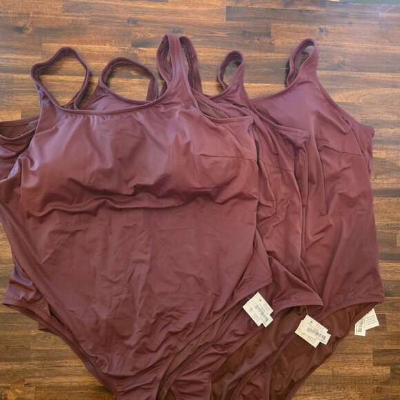 Amazon Essentials Other - Lot of 3 Plus Size Swimsuits 5X One-Piece Deep Brown Amazon Essentials